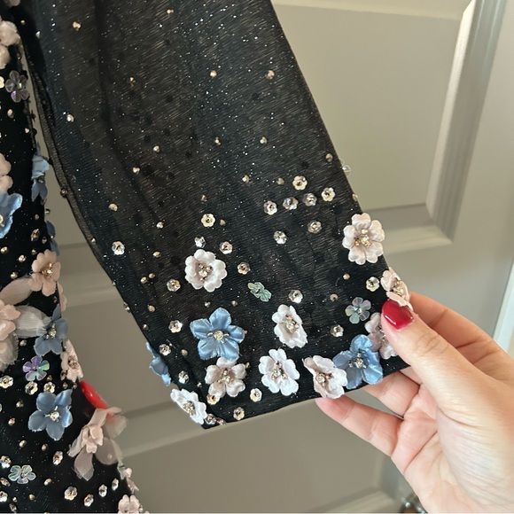 NWT Mac Duggal 11161 Floral Embroidered A Line Tea Length Dress - Picture 5 of 7